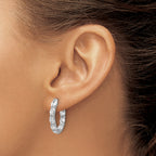 14K White Gold 4 ct Lab-Created Diamond VS+ F+ Oval-Cut In-and-Out Hoop Earrings