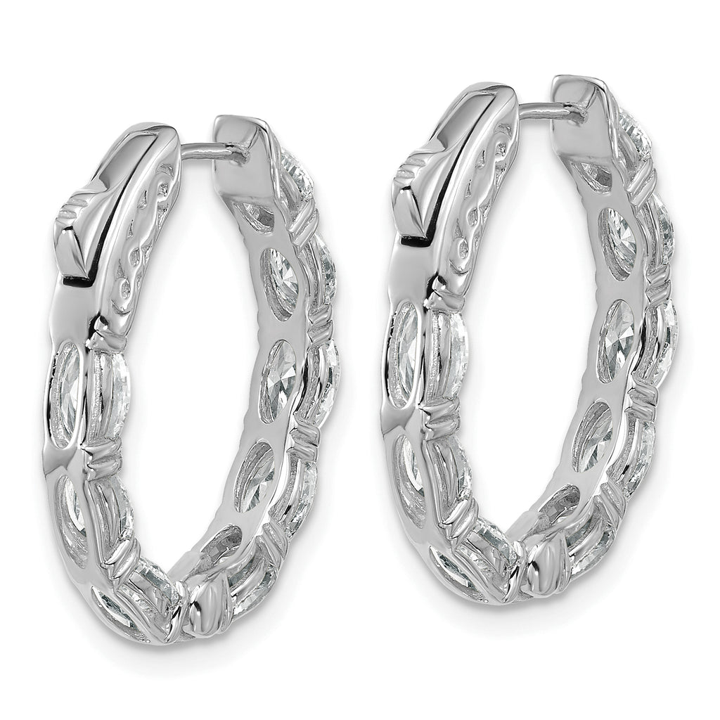 14K White Gold 4 ct Lab-Created Diamond VS/SI+ G+ Oval-Cut In-and-Out Hoop Earrings