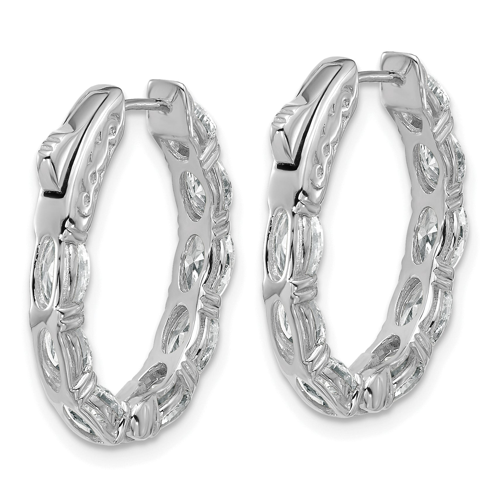 14K White Gold 4 ct Lab-Created Diamond VS/SI+ G+ Oval-Cut In-and-Out Hoop Earrings
