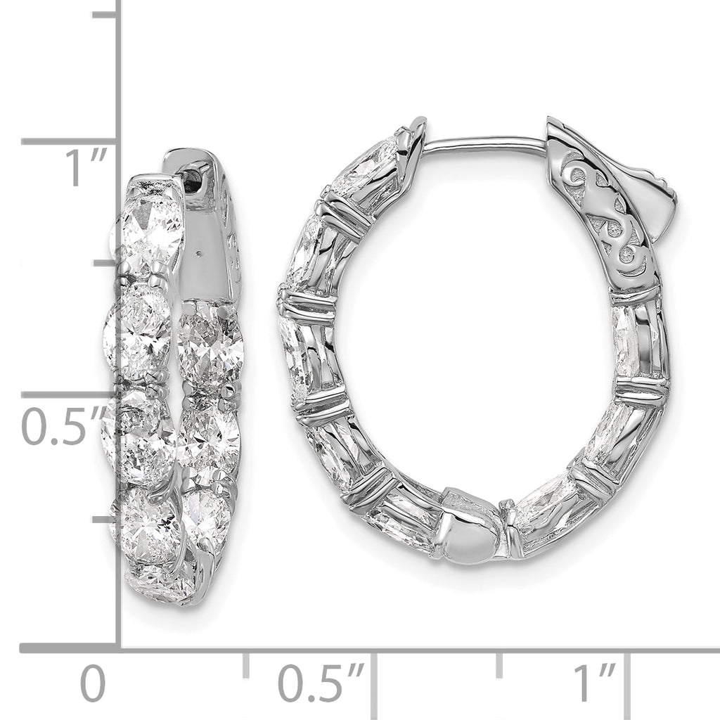 14K White Gold 4 ct Lab-Created Diamond VS/SI+ G+ Oval-Cut In-and-Out Hoop Earrings