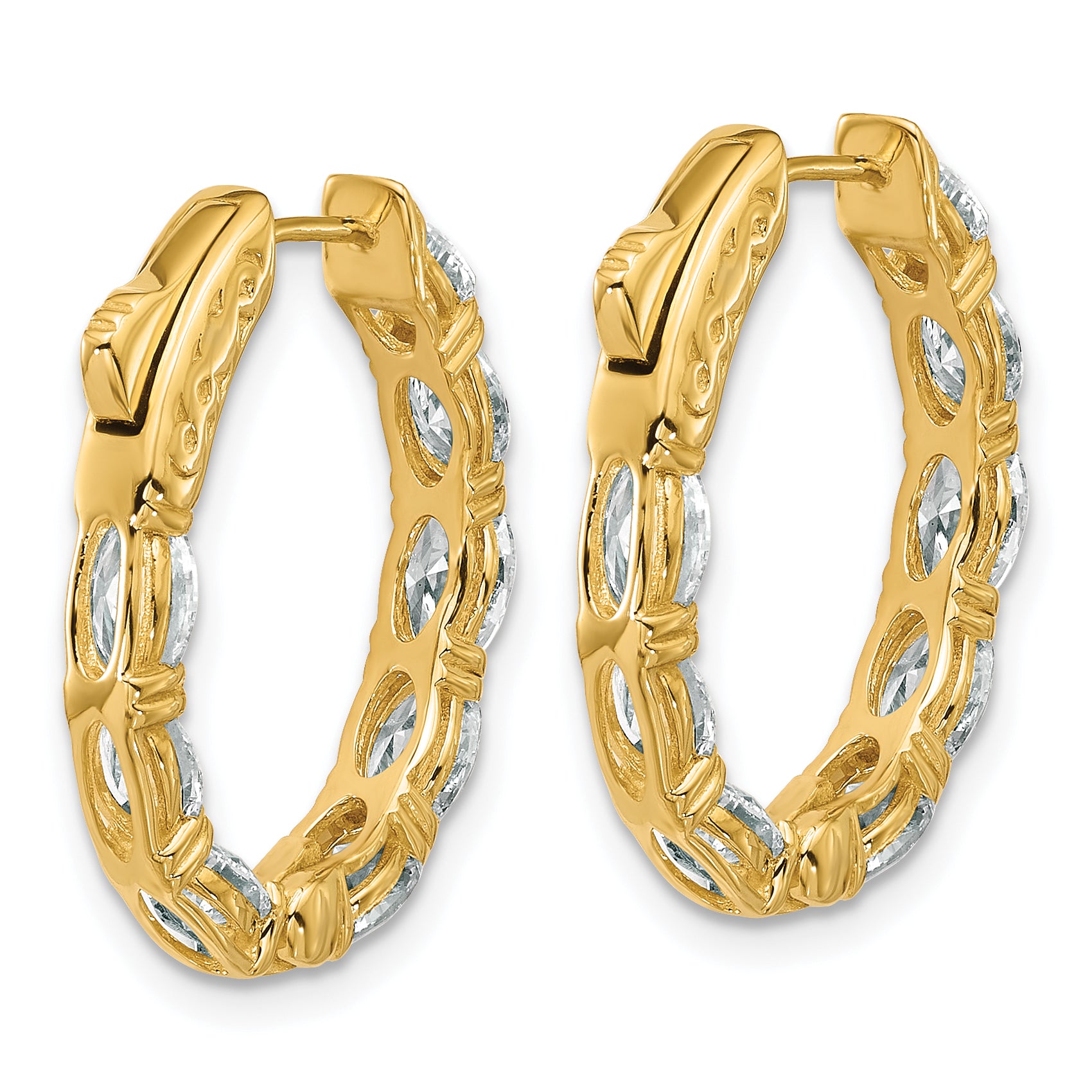 14K Yellow Gold 4 ct Lab-Created Diamond VS/SI+ G+ Oval-Cut In-and-Out Hoop Earrings