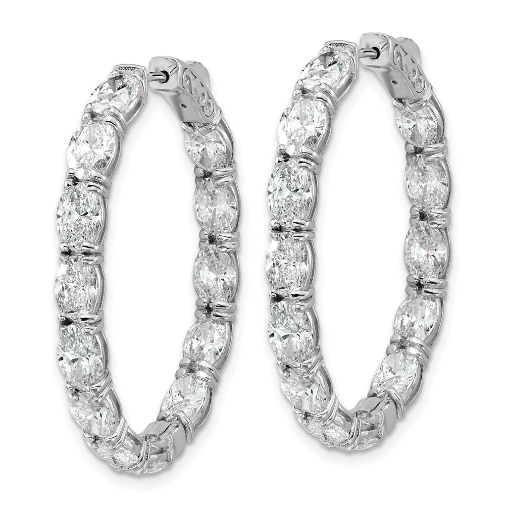 14K White Gold 8 5/8 ct Lab-Created Diamond VS/SI+ G+ Oval-Cut In-and-Out Hoop Earrings