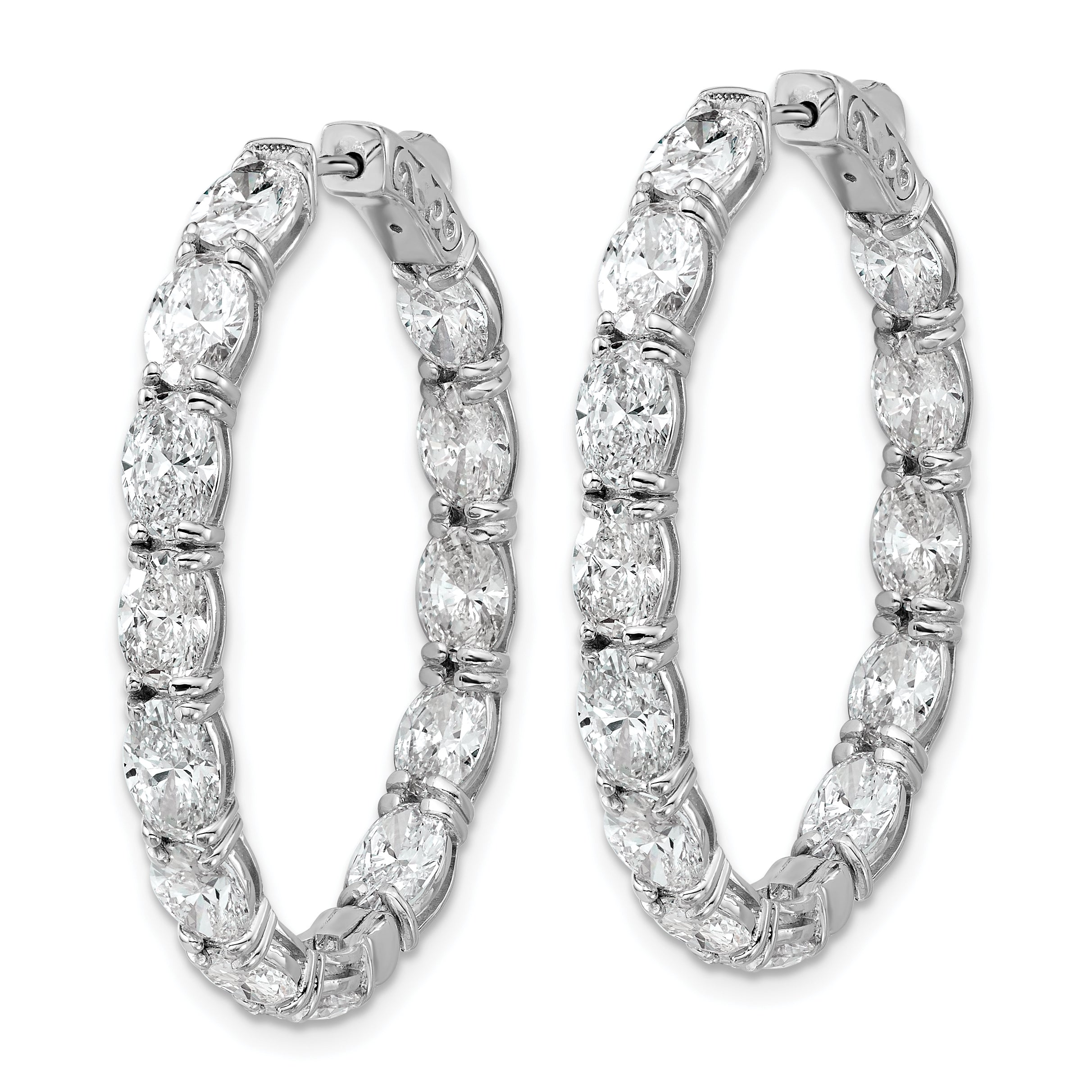 14K White Gold 8 5/8 ct Lab-Created Diamond VS/SI+ G+ Oval-Cut In-and-Out Hoop Earrings