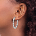 14K White Gold 8 5/8 ct Lab-Created Diamond VS/SI+ G+ Oval-Cut In-and-Out Hoop Earrings