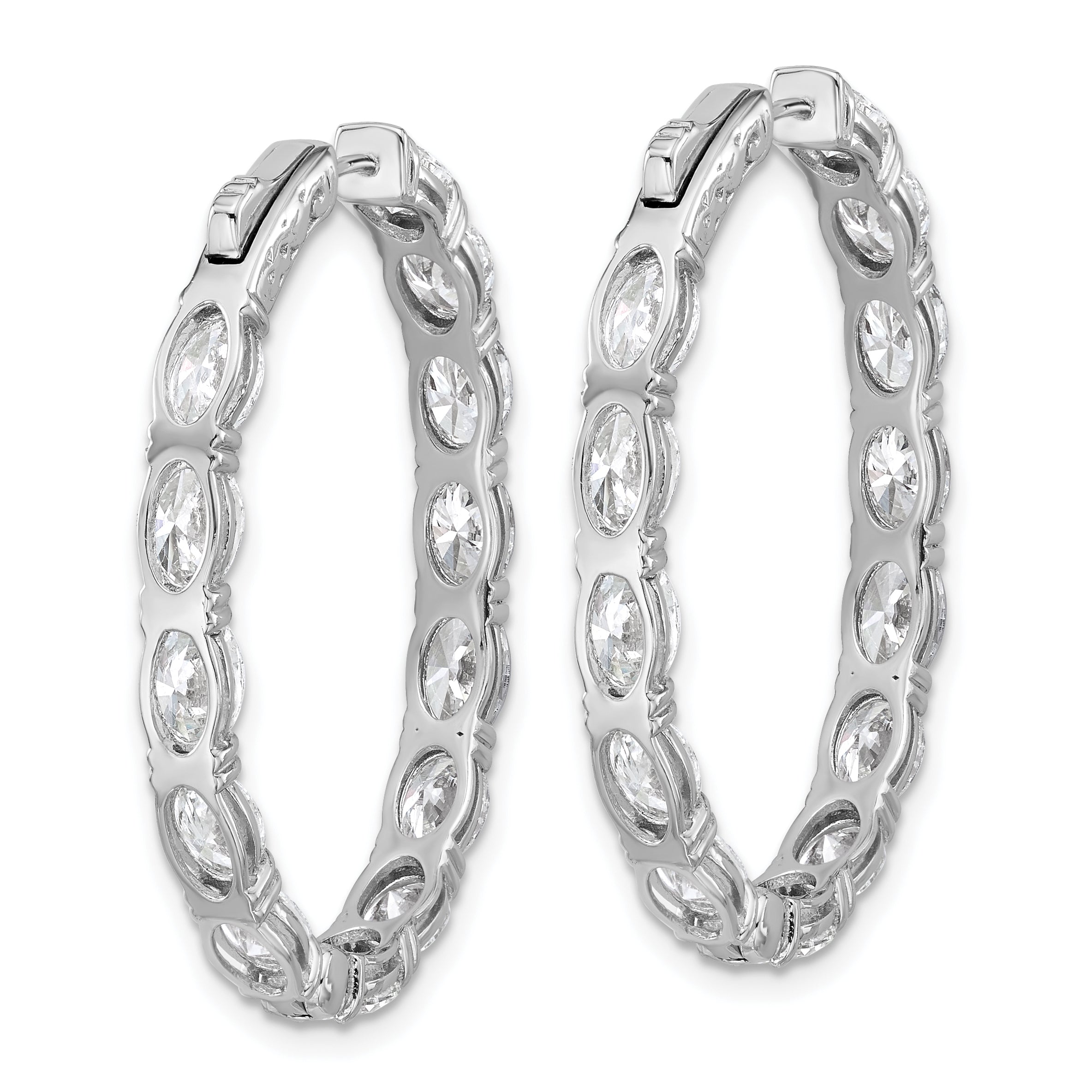 14K White Gold 8 5/8 ct Lab-Created Diamond VS+ F+ Oval-Cut In-and-Out Hoop Earrings