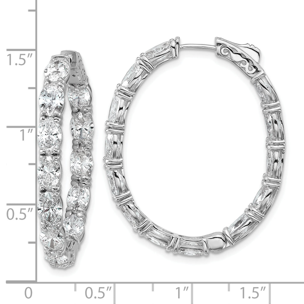 14K White Gold 8 5/8 ct Lab-Created Diamond VS+ F+ Oval-Cut In-and-Out Hoop Earrings