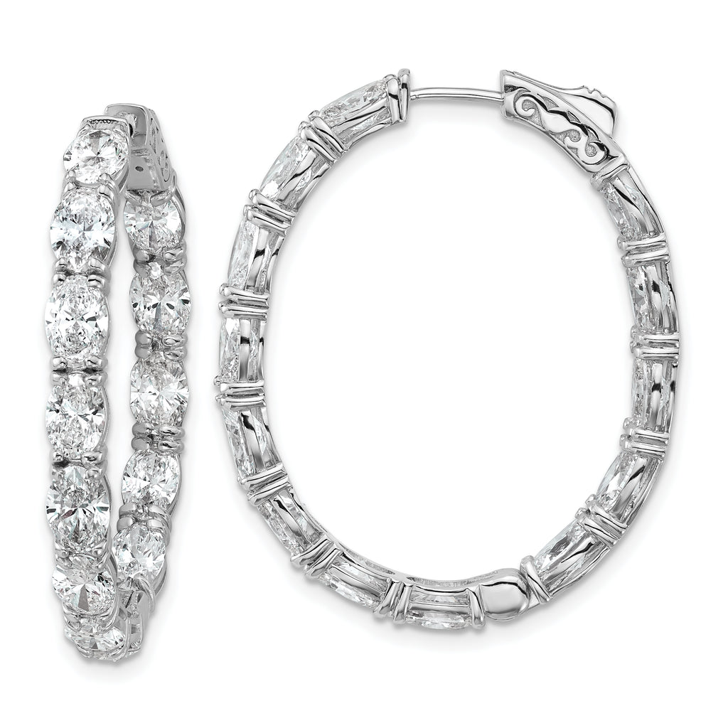 14K White Gold 8 5/8 ct Lab-Created Diamond VS/SI+ G+ Oval-Cut In-and-Out Hoop Earrings