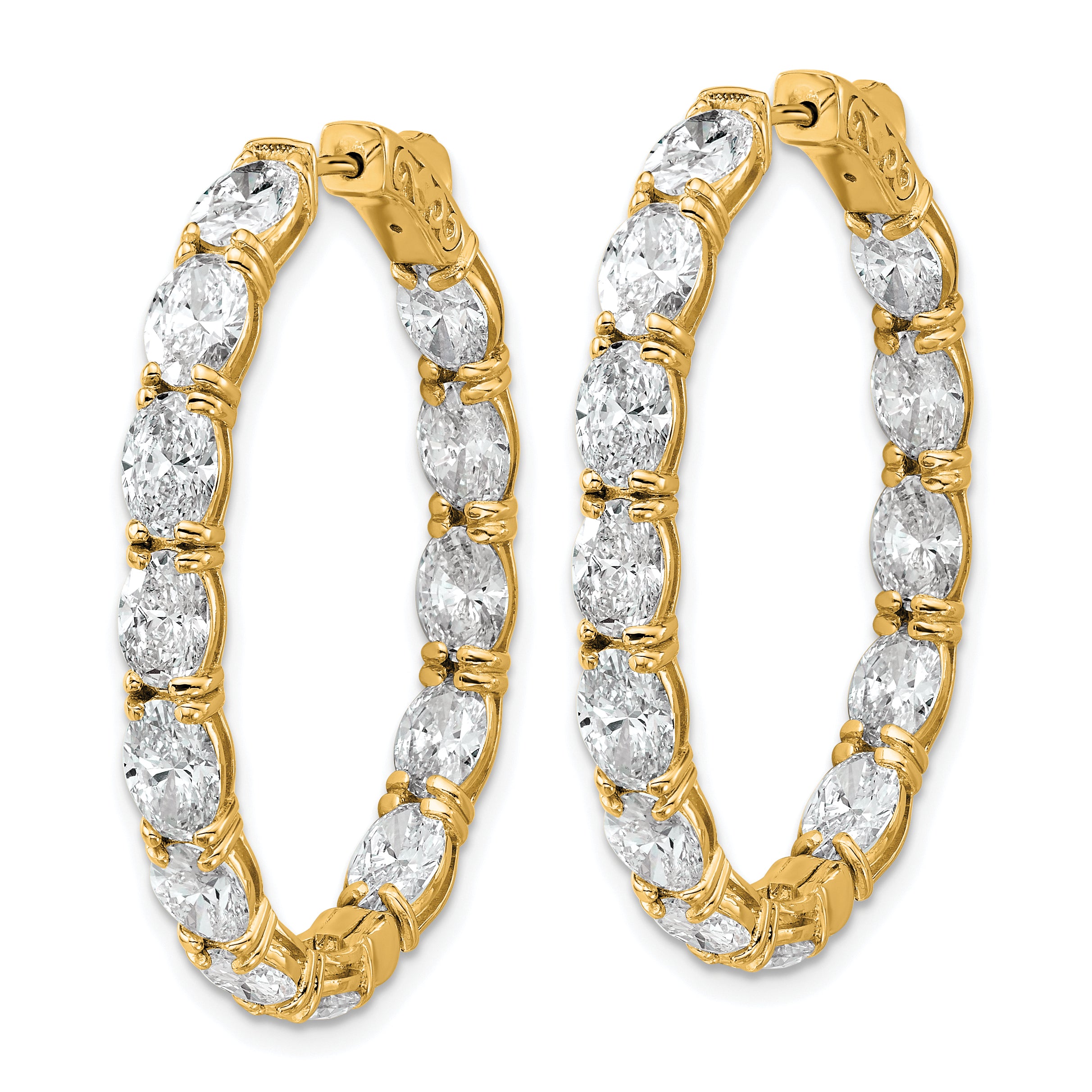 14K Yellow Gold 8 5/8 ct Lab-Created Diamond VS+ F+ Oval-Cut In-and-Out Hoop Earrings