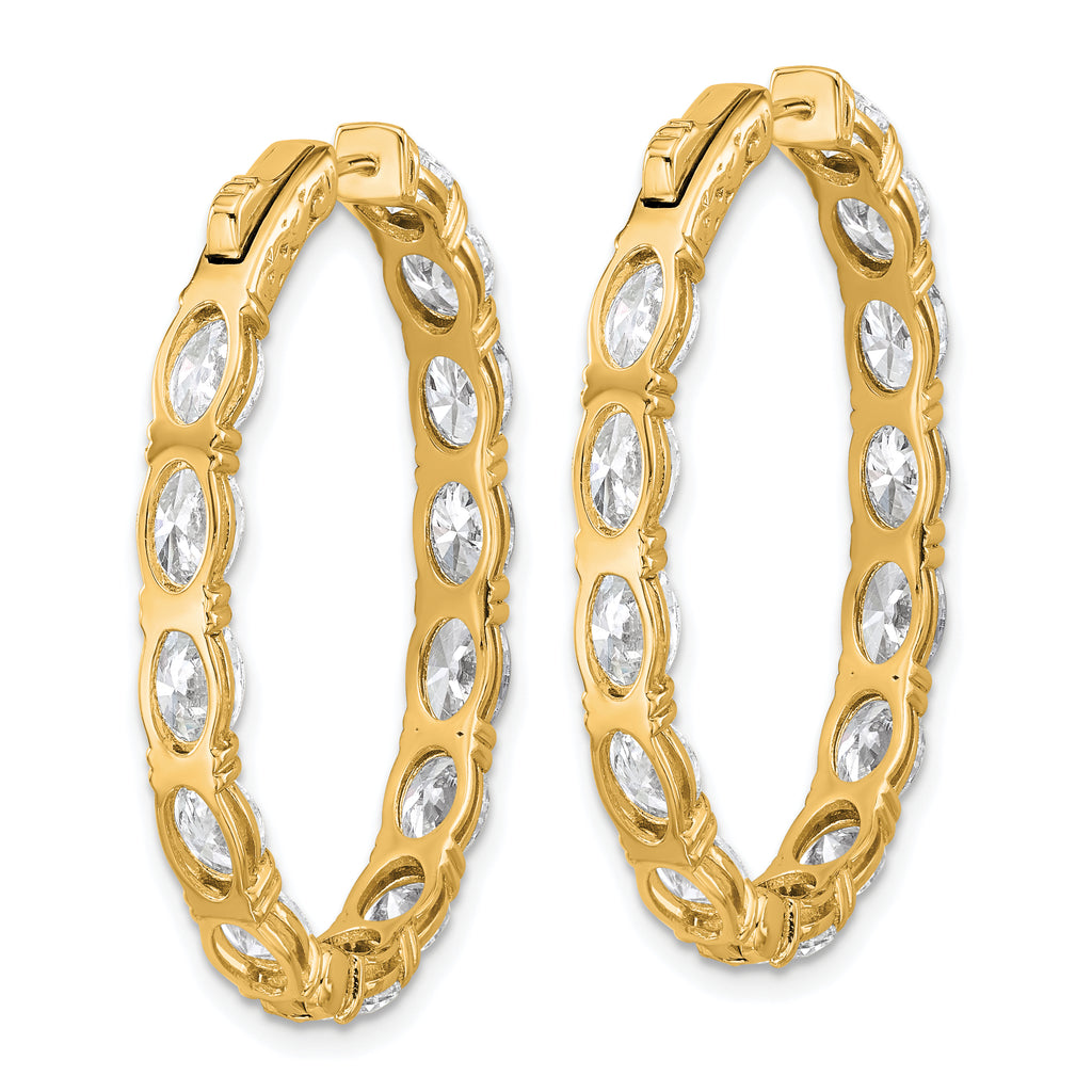 14K Yellow Gold 8 5/8 ct Lab-Created Diamond VS+ F+ Oval-Cut In-and-Out Hoop Earrings
