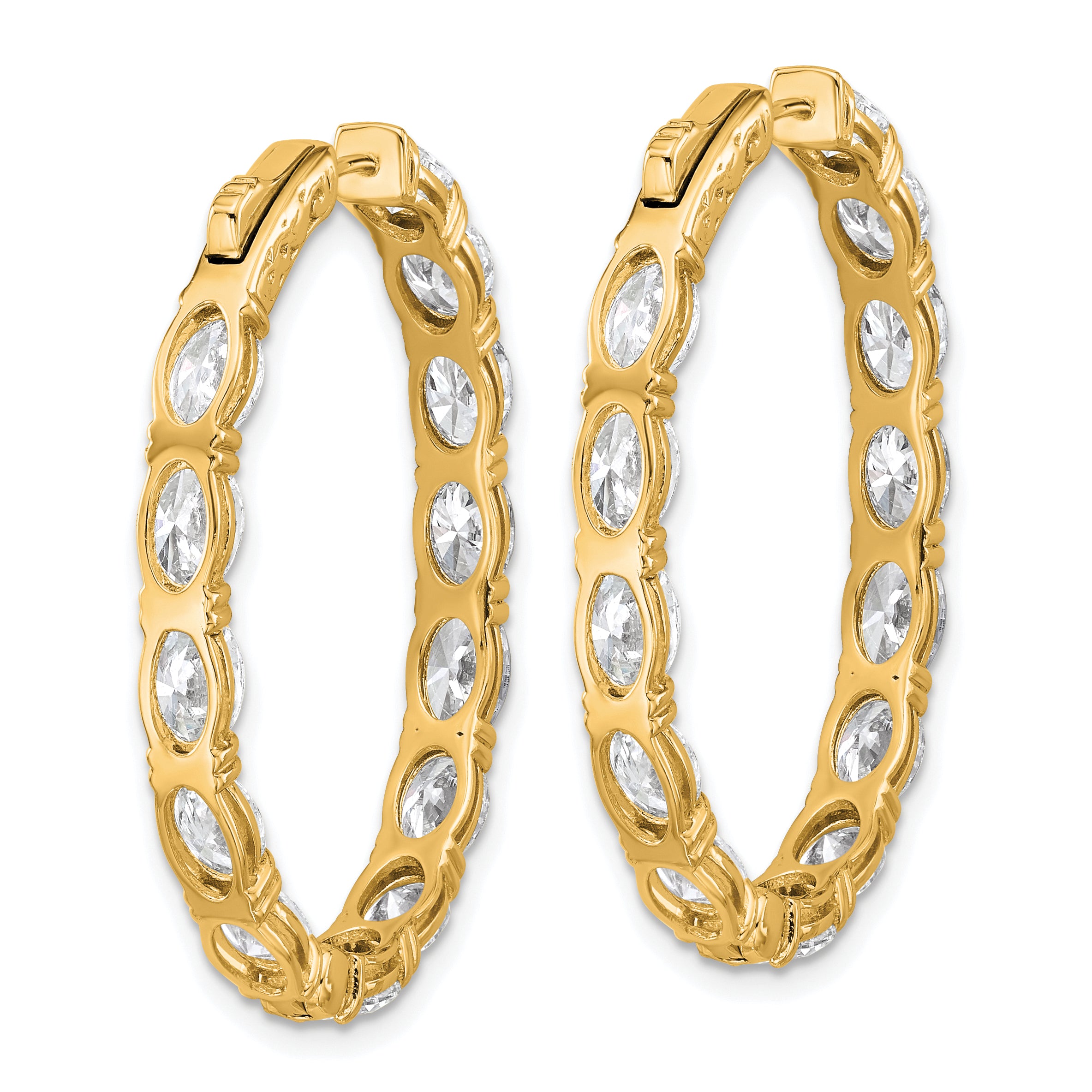 14K Yellow Gold 8 5/8 ct Lab-Created Diamond VS+ F+ Oval-Cut In-and-Out Hoop Earrings