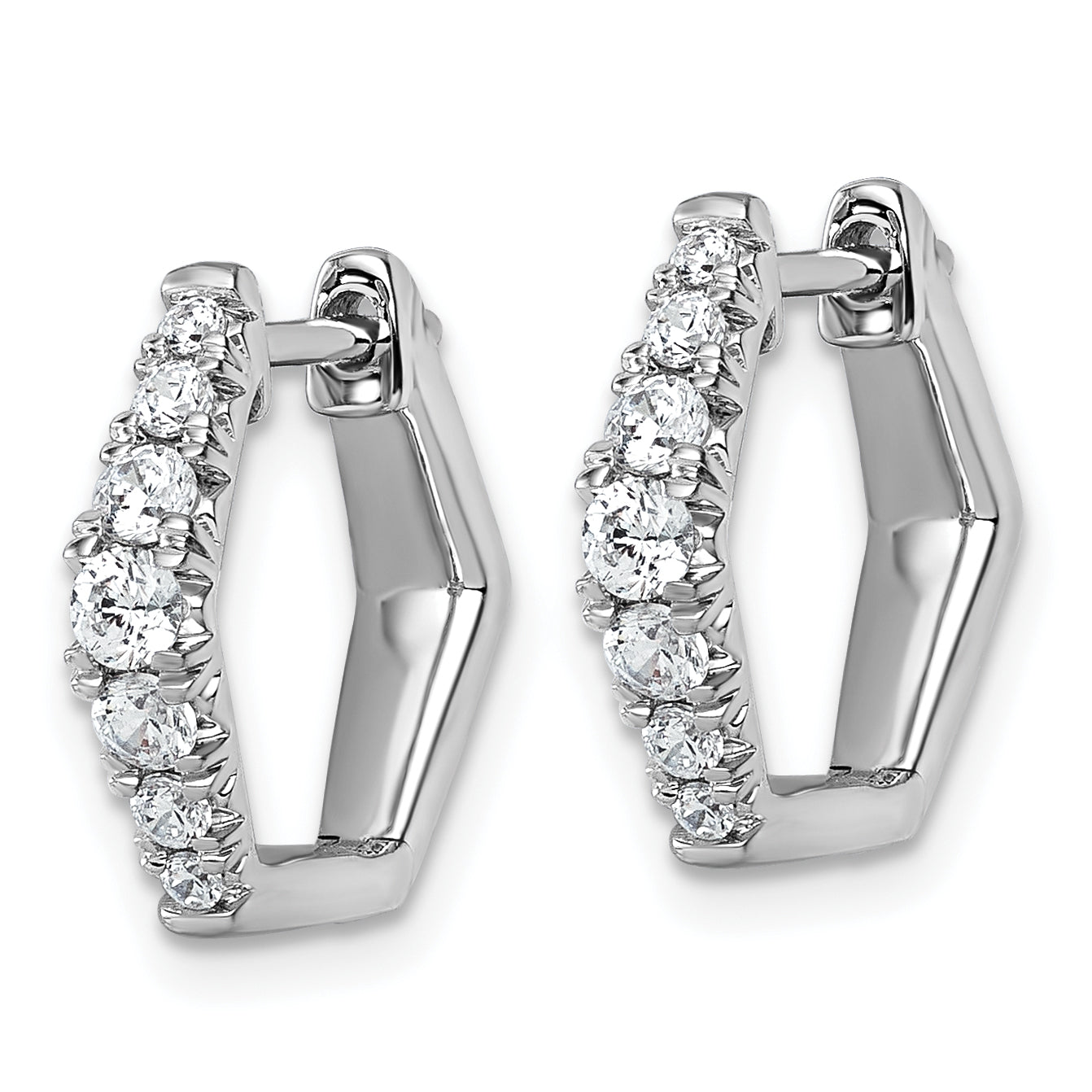 14k White Gold 1/2 carat Lab Grown Diamond VS+ F+ Complete Fashion Hoop Earrings