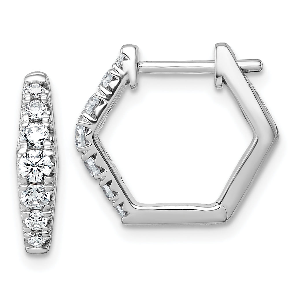 14k White Gold 1/2 carat Lab Grown Diamond VS+ F+ Complete Fashion Hoop Earrings