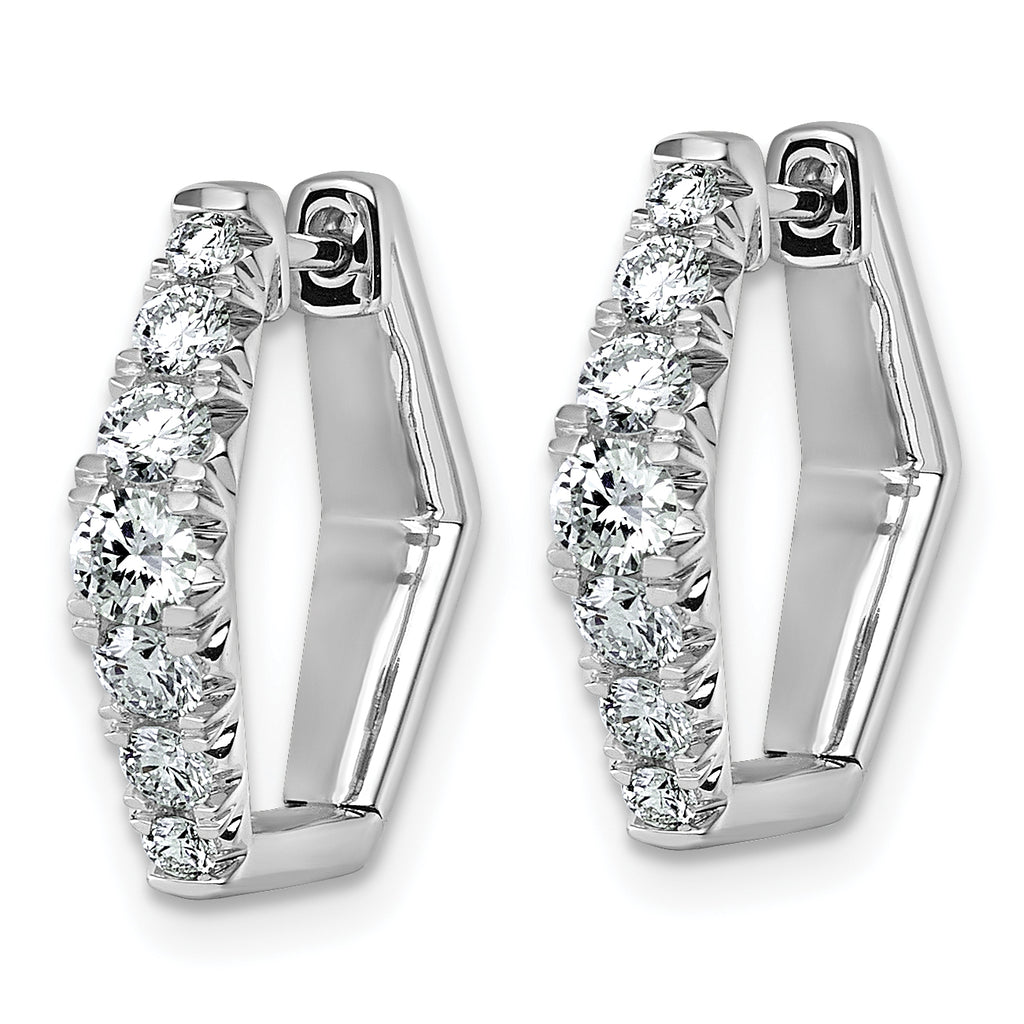 14k White Gold 1 carat Lab Grown Diamond VS+ F+ Complete Fashion Hoop Earrings