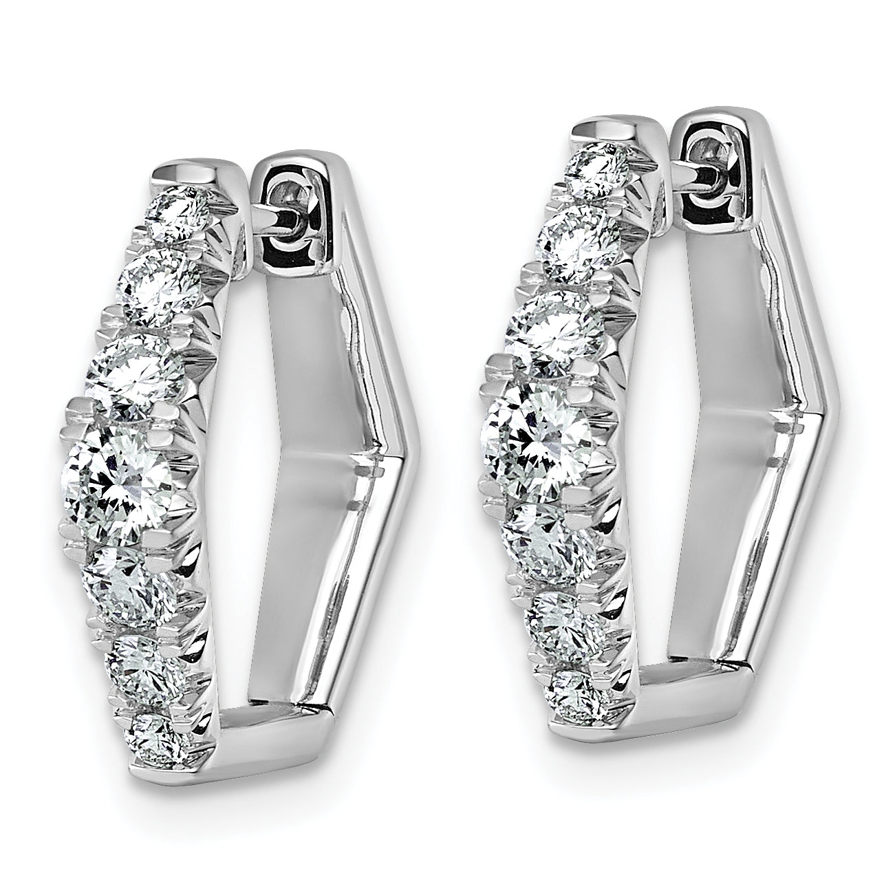 14k White Gold 1 carat Lab Grown Diamond VS+ F+ Complete Fashion Hoop Earrings