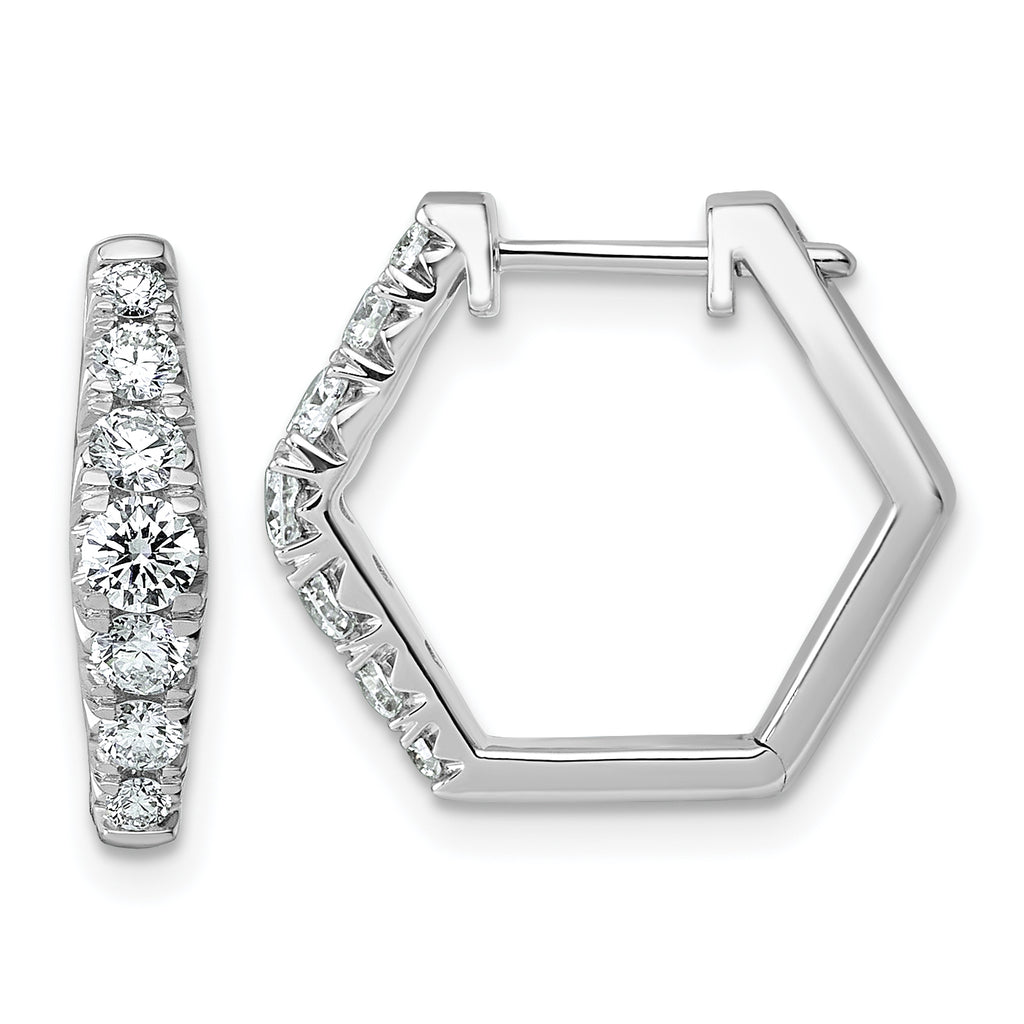 14k White Gold 1 carat Lab Grown Diamond VS+ F+ Complete Fashion Hoop Earrings