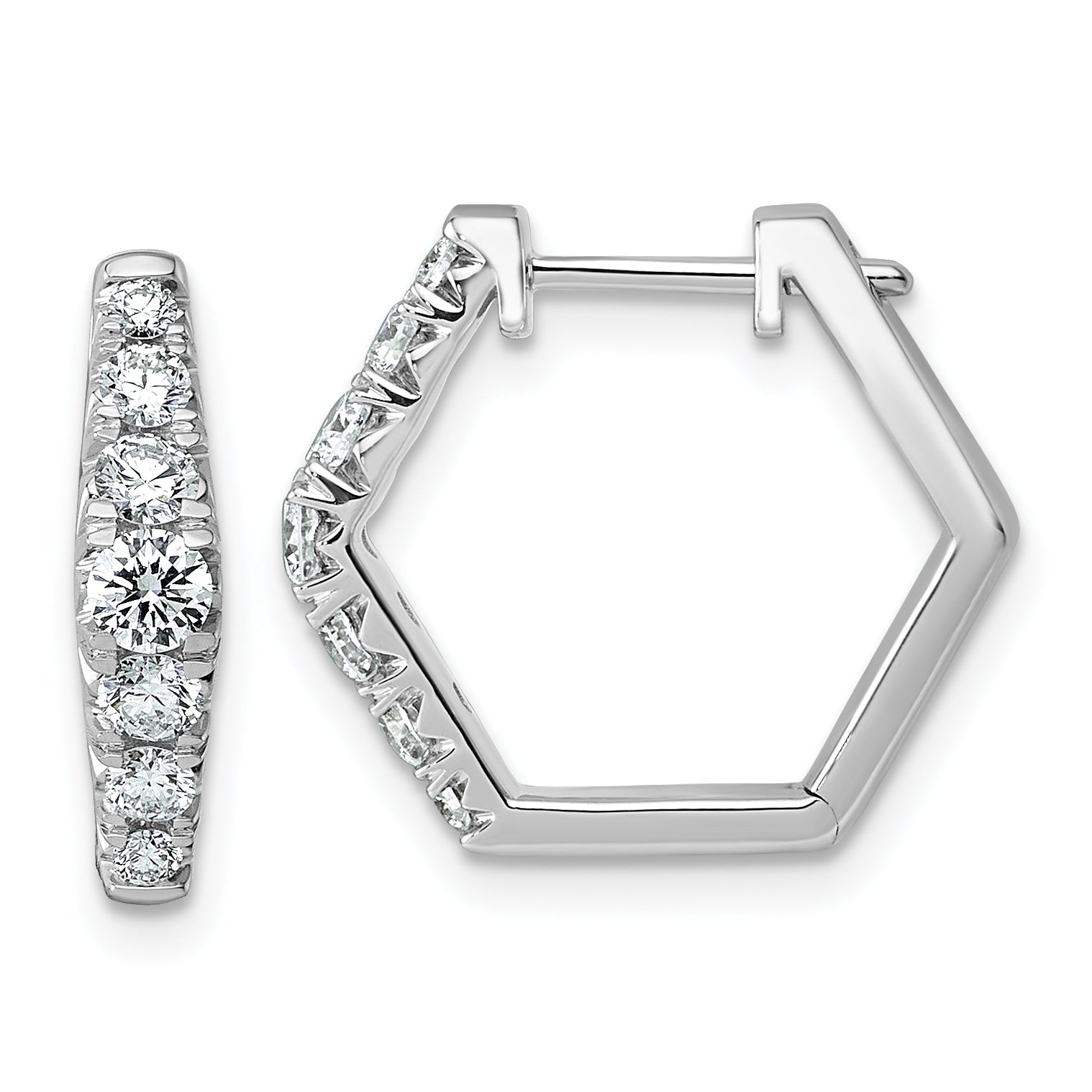 14k White Gold 1 carat Lab Grown Diamond VS+ F+ Complete Fashion Hoop Earrings