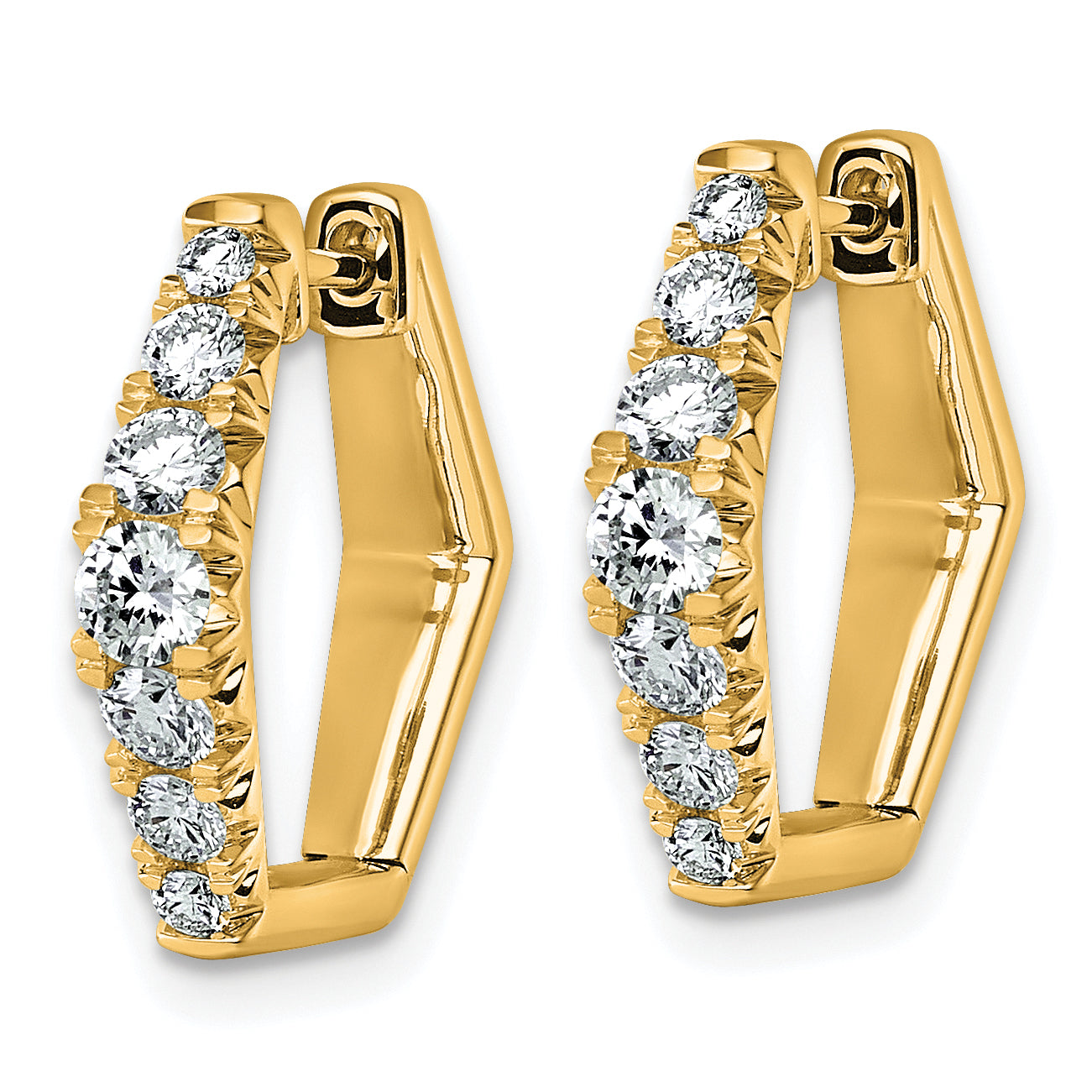 14k 1 carat Lab Grown Diamond VS+ F+ Complete Fashion Hoop Earrings Secondary image