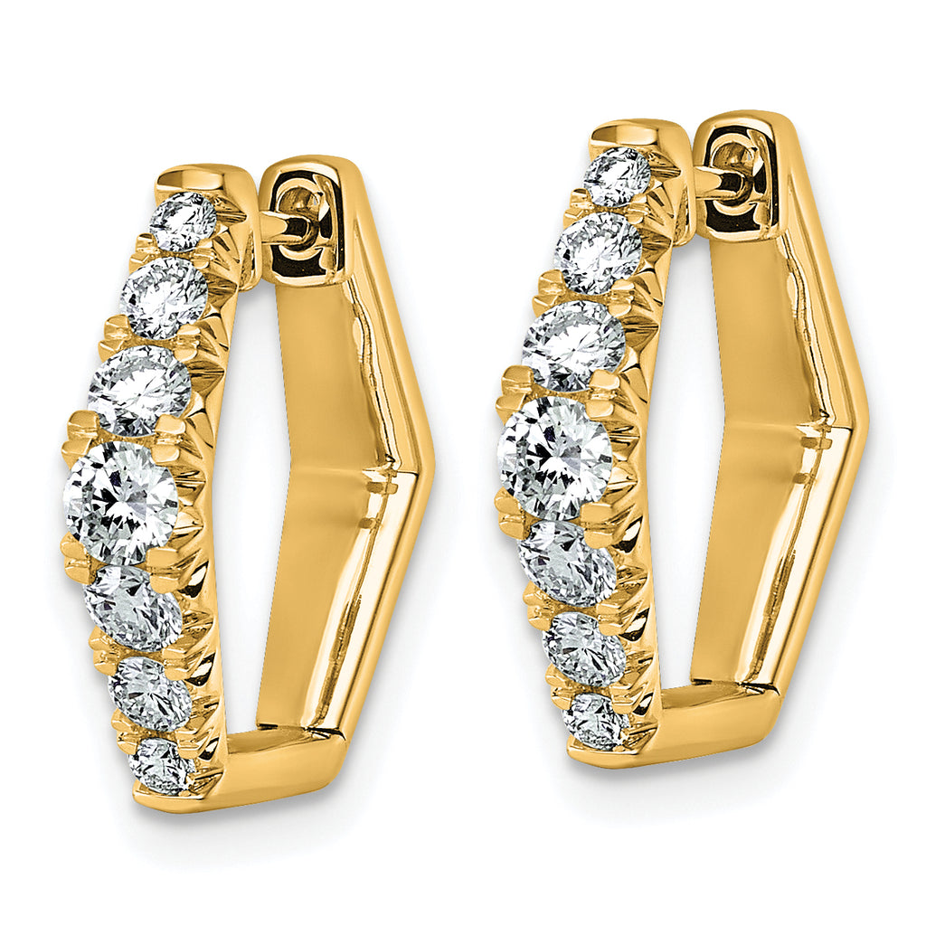 14k 1 carat Lab Grown Diamond VS+ F+ Complete Fashion Hoop Earrings