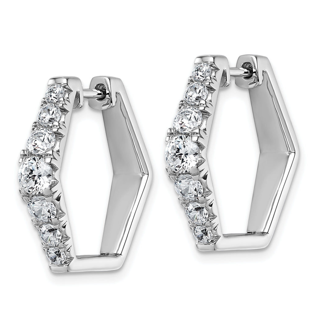 14k White Gold 1 1/2 carat Lab Grown Diamond VS+ F+ Complete Fashion Hoop Earrings
