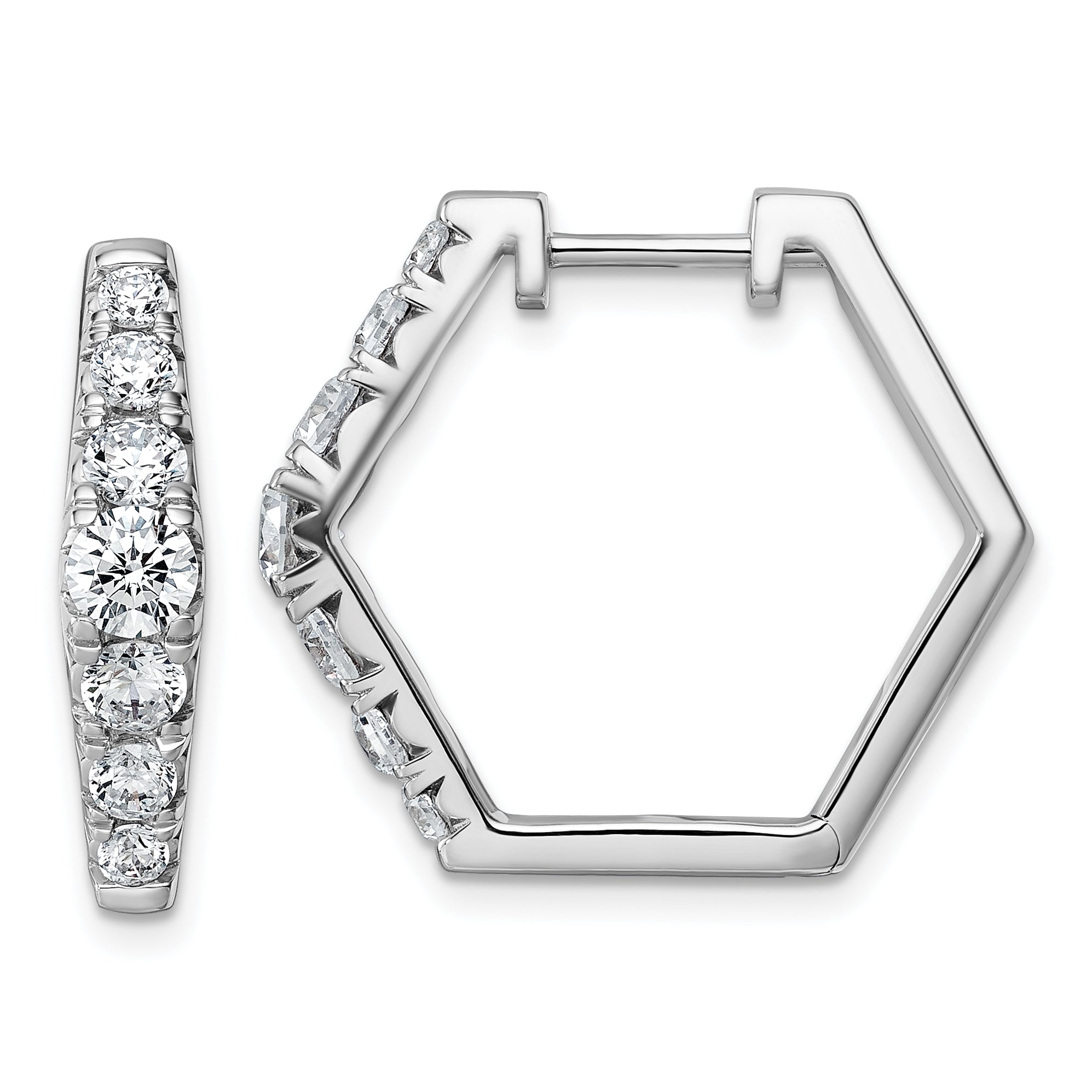 14k White Gold 1 1/2 carat Lab Grown Diamond VS+ F+ Complete Fashion Hoop Earrings