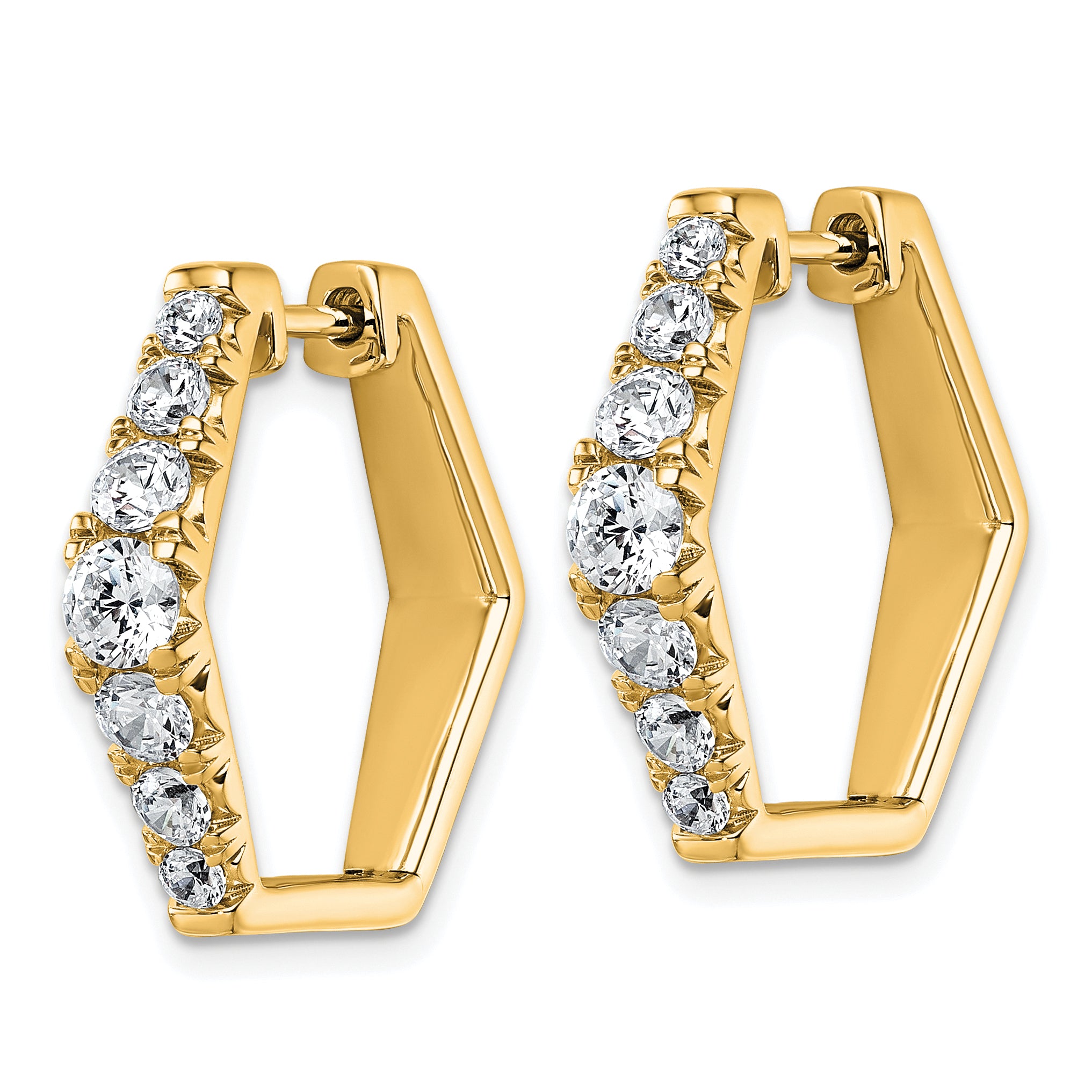 14k 1 1/2 carat Lab Grown Diamond VS+ F+ Complete Fashion Hoop Earrings Secondary image