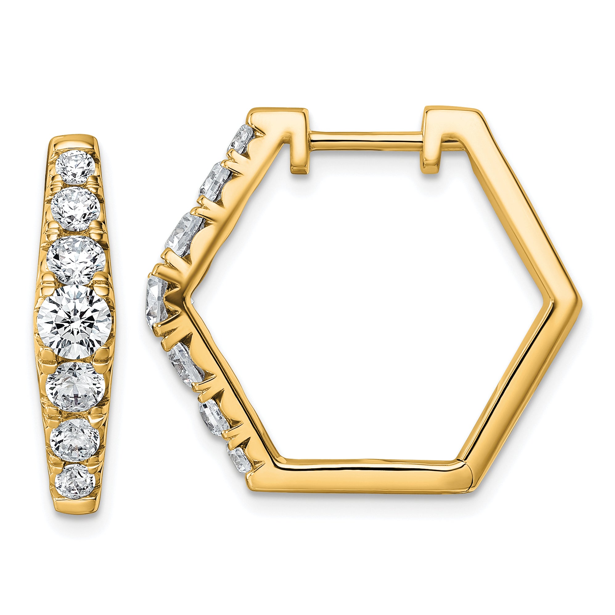 14k 1 1/2 carat Lab Grown Diamond VS+ F+ Complete Fashion Hoop Earrings Main image