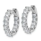 14K White Gold 4 ct Lab-Created Diamond VS/SI+ G+ Princess-Cut In-and-Out Hoop Earrings