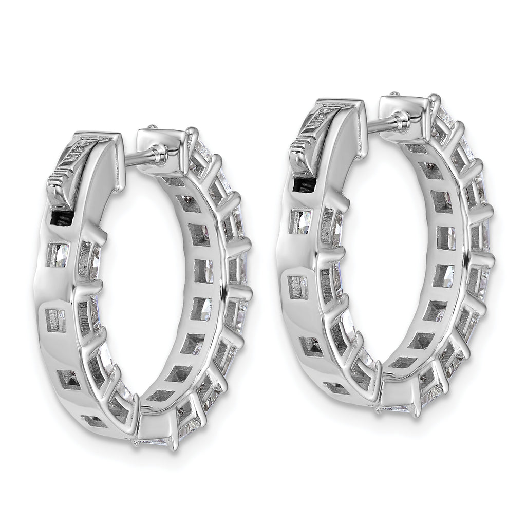 14K White Gold 4 ct Lab-Created Diamond VS+ F+ Princess-Cut In-and-Out Hoop Earrings