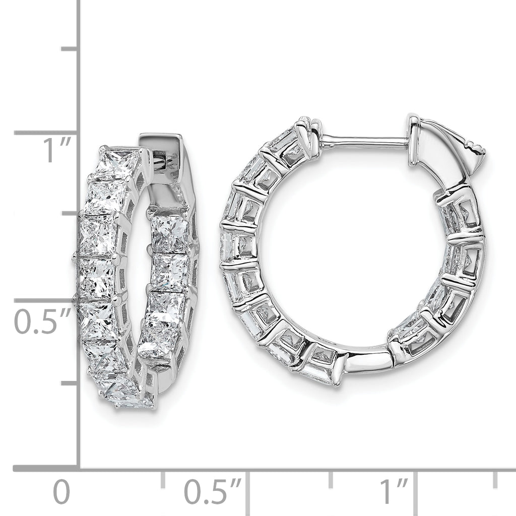 14K White Gold 4 ct Lab-Created Diamond VS/SI+ G+ Princess-Cut In-and-Out Hoop Earrings