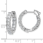 14K White Gold 4 ct Lab-Created Diamond VS/SI+ G+ Princess-Cut In-and-Out Hoop Earrings