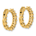 14K Yellow Gold 4 ct Lab-Created Diamond VS+ F+ Princess-Cut In-and-Out Hoop Earrings