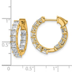 14K Yellow Gold 4 ct Lab-Created Diamond VS+ F+ Princess-Cut In-and-Out Hoop Earrings