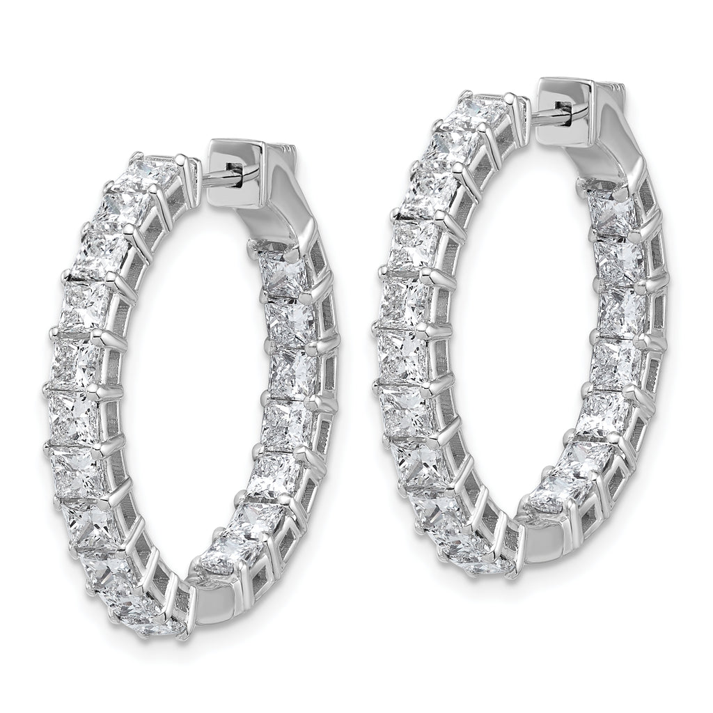 14K White Gold Lab-Created Diamond VS+ F+ Princess-Cut In-and-Out Hoop Earrings