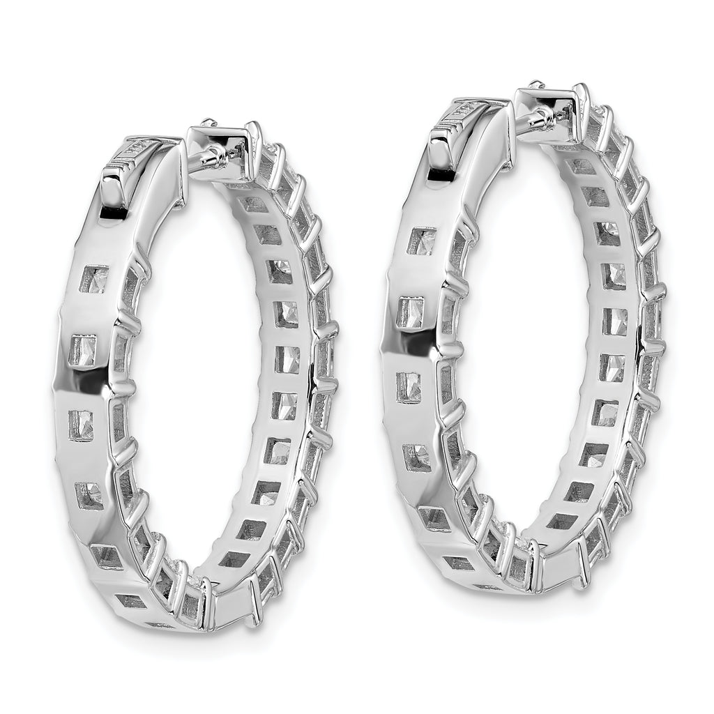 14K White Gold Lab-Created Diamond VS+ F+ Princess-Cut In-and-Out Hoop Earrings