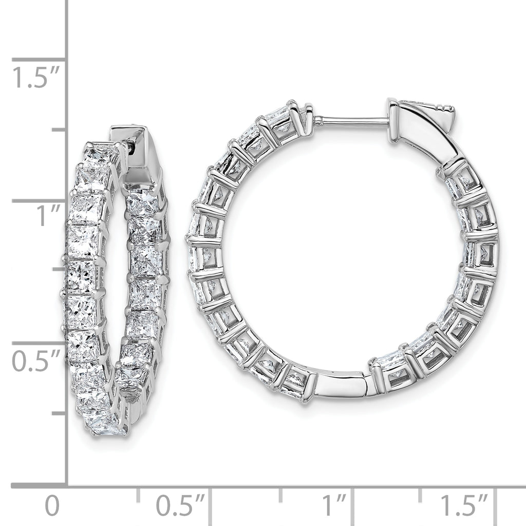14K White Gold Lab-Created Diamond VS/SI+ G+ Princess-Cut In-and-Out Hoop Earrings