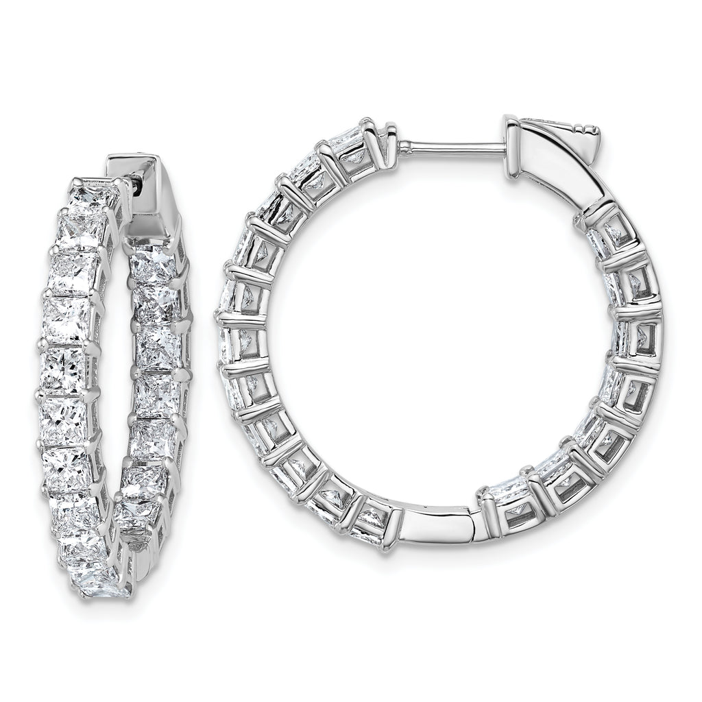 14K White Gold Lab-Created Diamond VS/SI+ G+ Princess-Cut In-and-Out Hoop Earrings