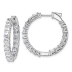 14K White Gold Lab-Created Diamond VS/SI+ G+ Princess-Cut In-and-Out Hoop Earrings
