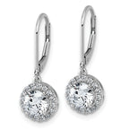 14k White Gold 1 3/4 carat Lab Grown Diamond VS+ F+ Complete Halo Drop Leverback Earrings