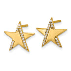 14K Polished Diamond Star Post Earrings