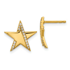 14K Polished Diamond Star Post Earrings