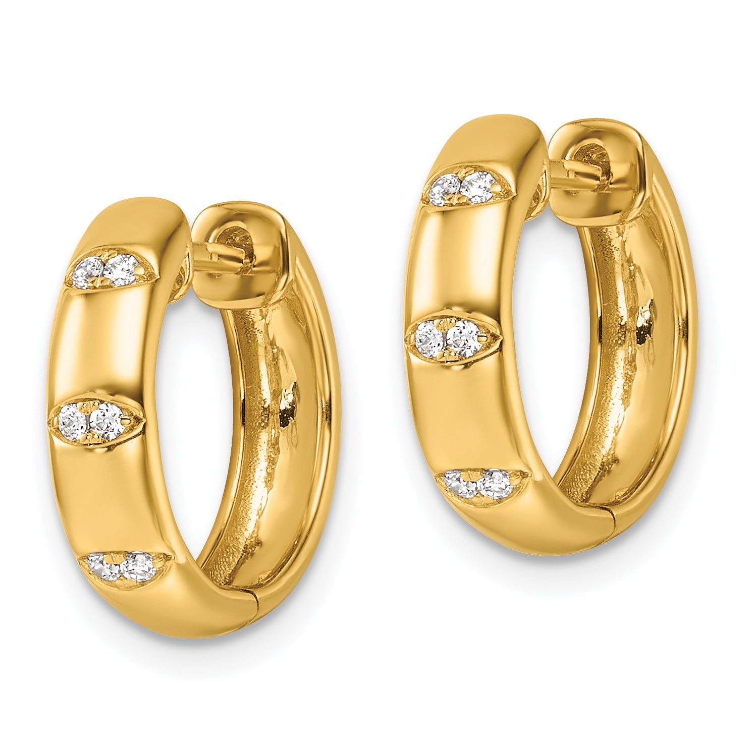 14K Polished Diamond Fancy Huggie Hoop Earrings Secondary image