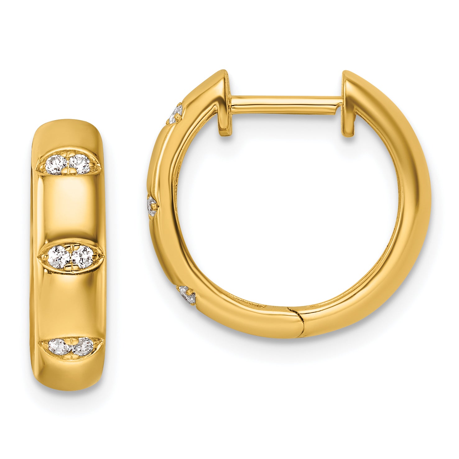 14K Polished Diamond Fancy Huggie Hoop Earrings Main image
