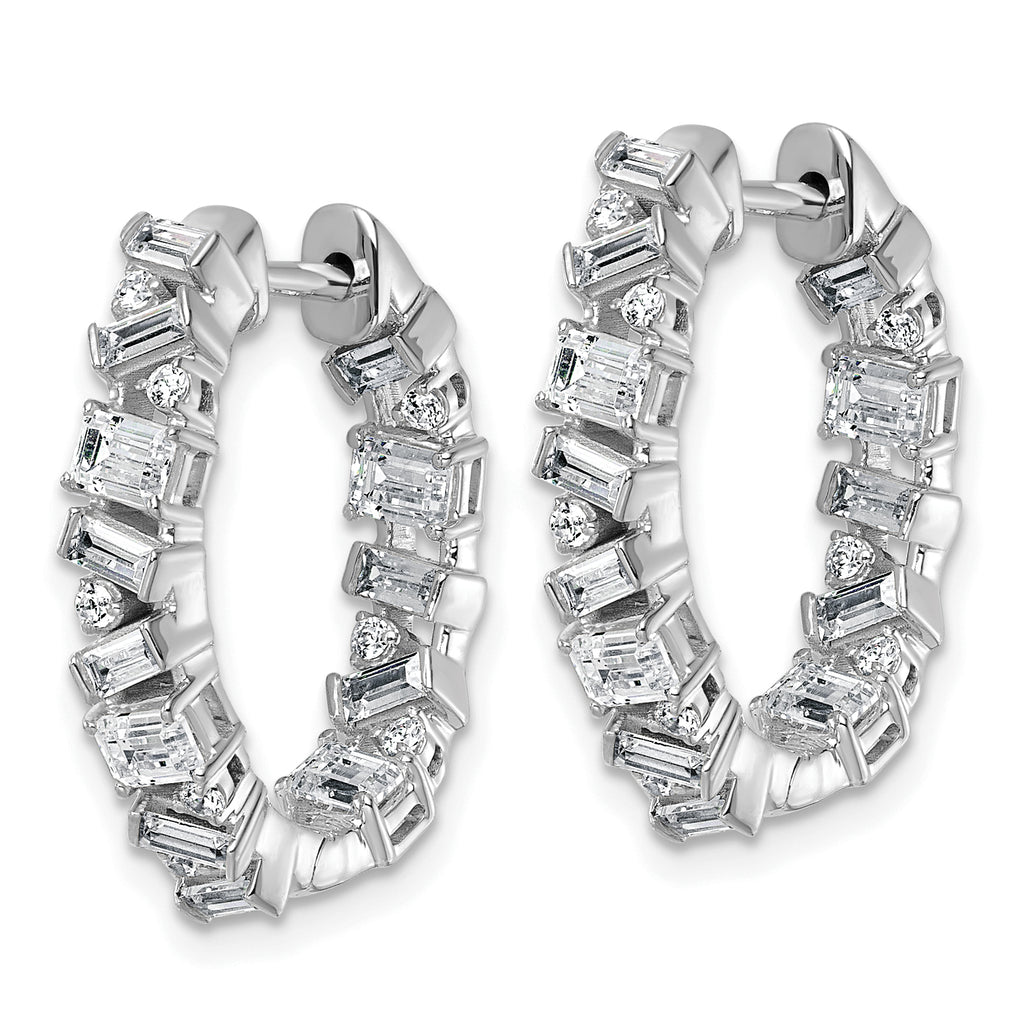 14k White Gold 2 carat Lab Grown Diamond VS+ F+ Complete Hinged In and Out Hoop Earrings