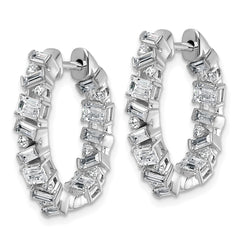 14k White Gold 2 carat Lab Grown Diamond VS+ F+ Complete Hinged In and Out Hoop Earrings