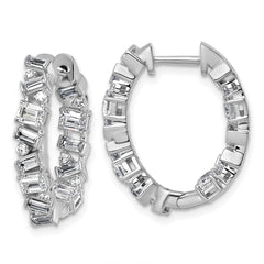 14k White Gold 2 carat Lab Grown Diamond VS+ F+ Complete Hinged In and Out Hoop Earrings