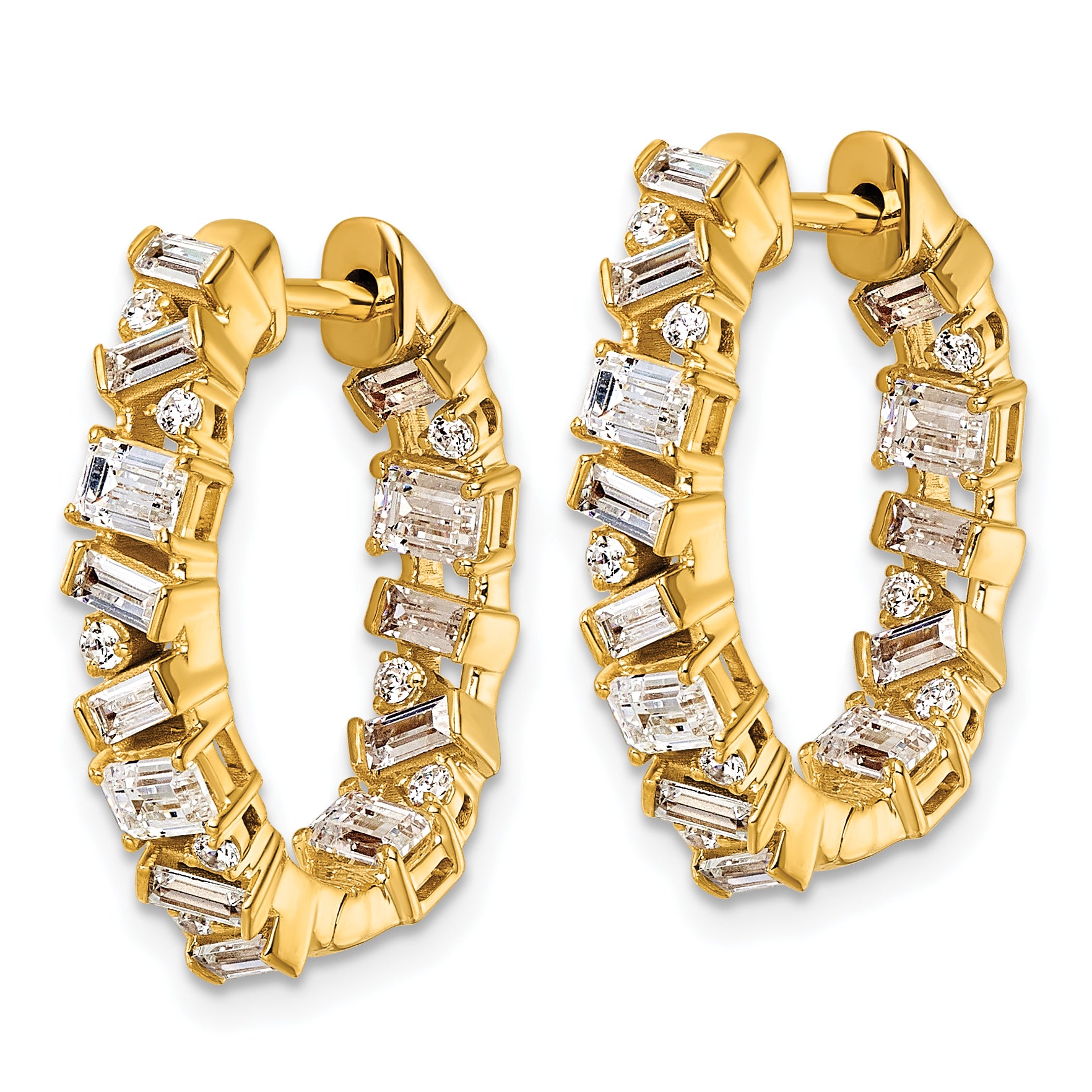 14k 2 carat Lab Grown Diamond VS+ F+ Complete Hinged In and Out Hoop Earrings