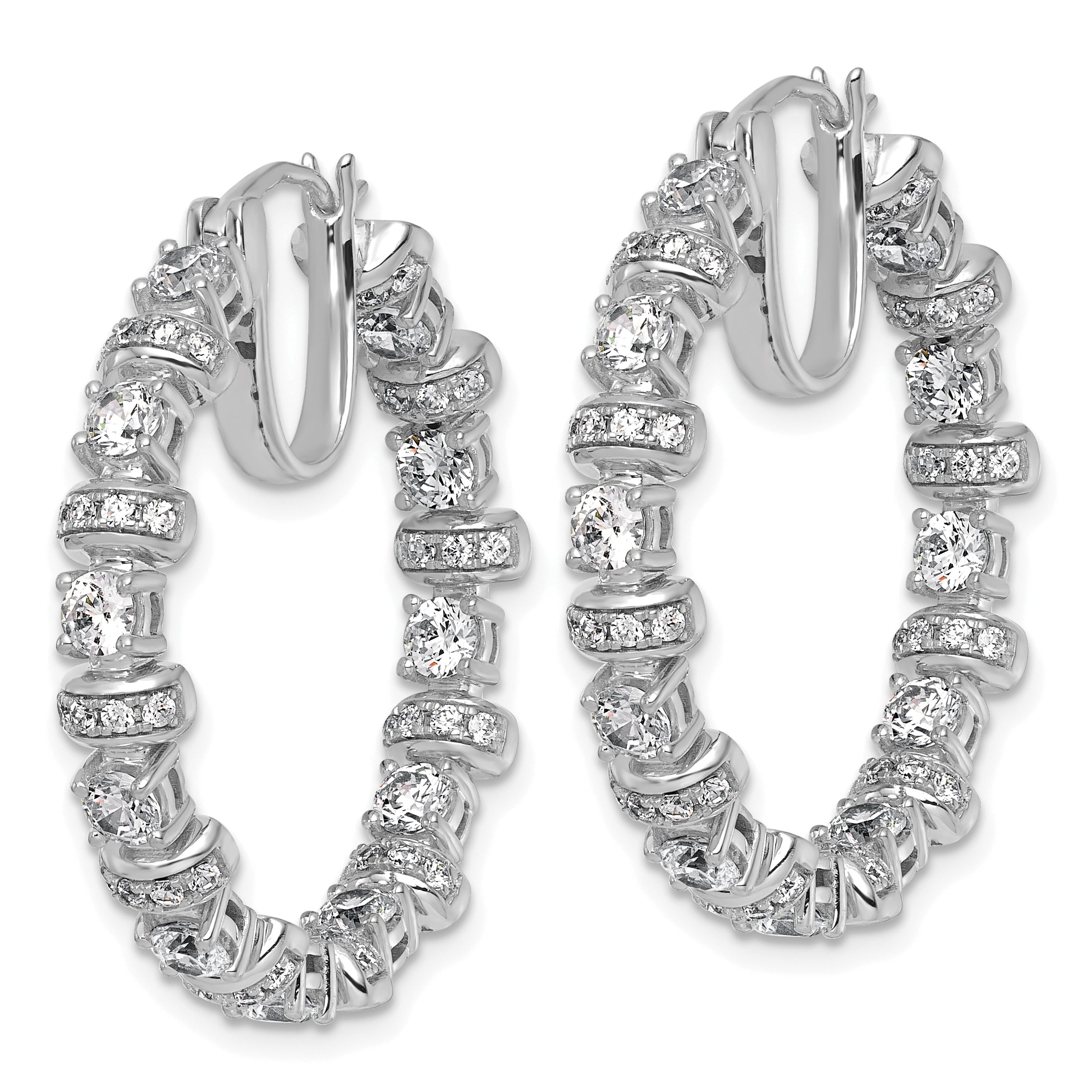 14k White Gold 4 carat Lab Grown Diamond VS+ F+ Complete Fashion Hoop Earrings