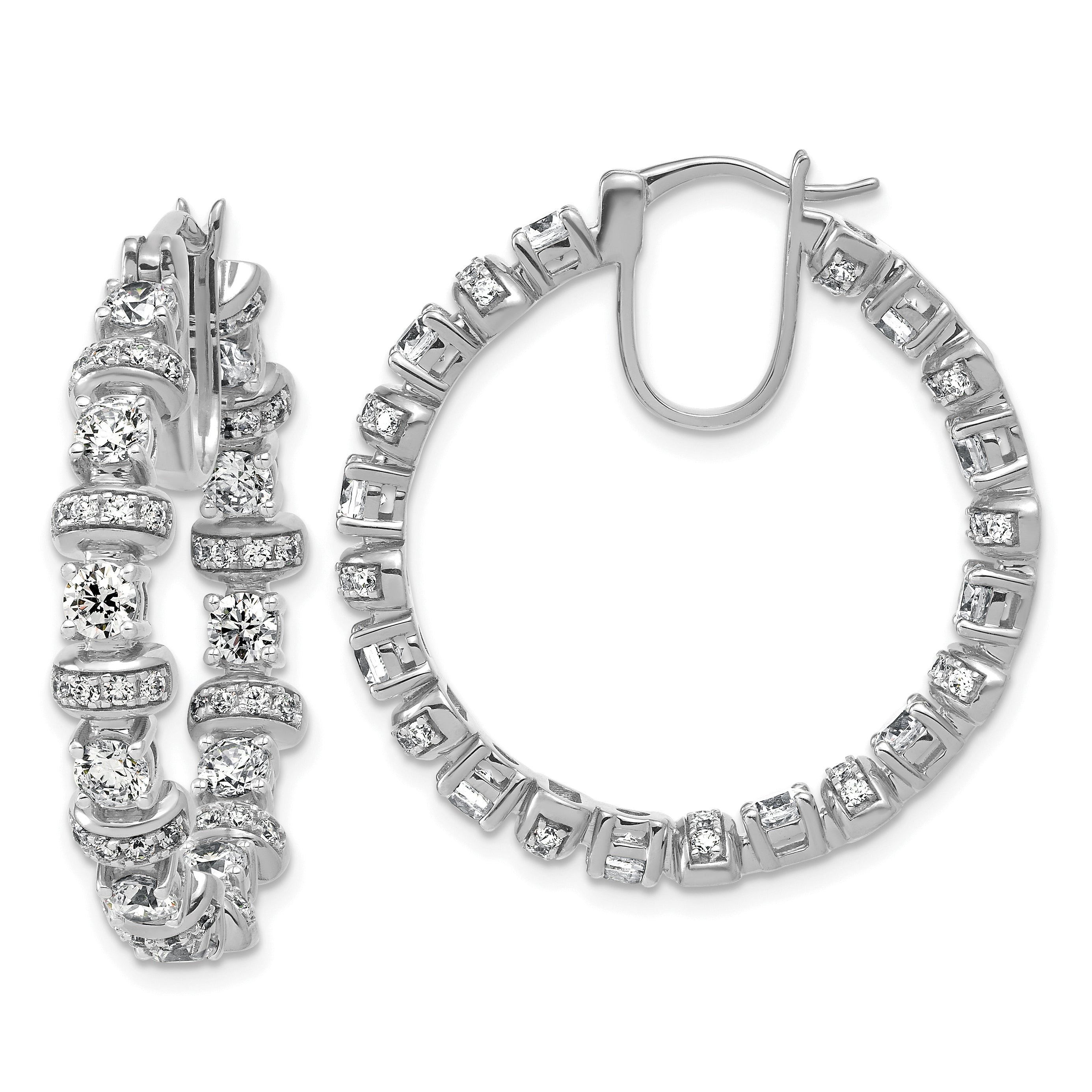 14k White Gold 4 carat Lab Grown Diamond VS+ F+ Complete Fashion Hoop Earrings