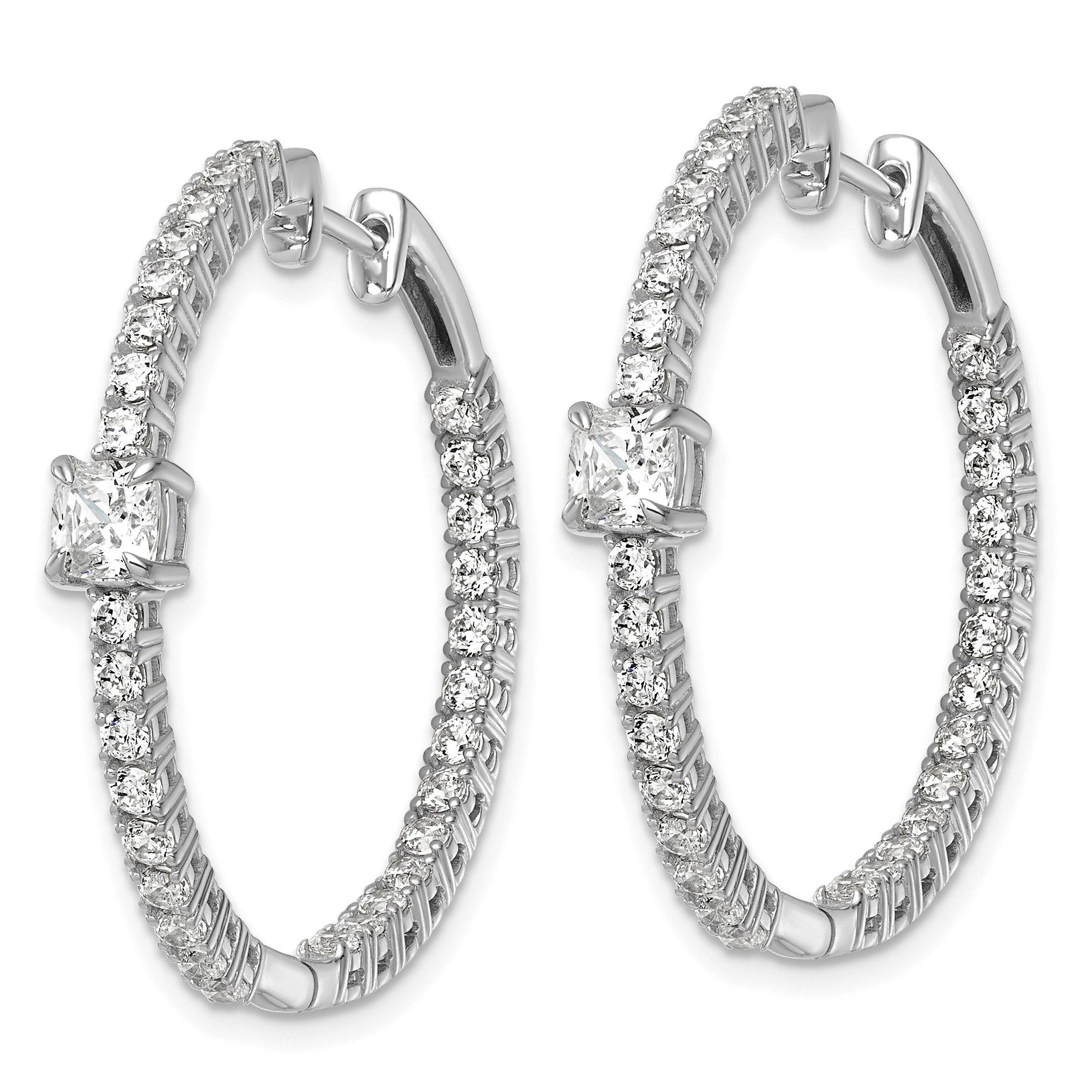 14k White Gold 3 1/8 carat Lab Grown Diamond VS+ F+ Complete Hinged In and Out Hoop Earrings
