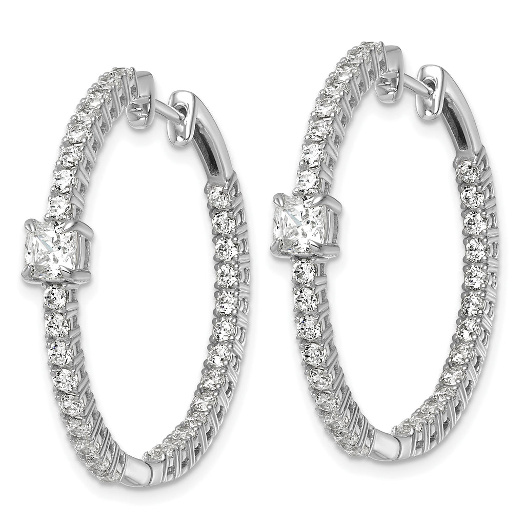 14k White Gold 3 1/8 carat Lab Grown Diamond VS+ F+ Complete Hinged In and Out Hoop Earrings